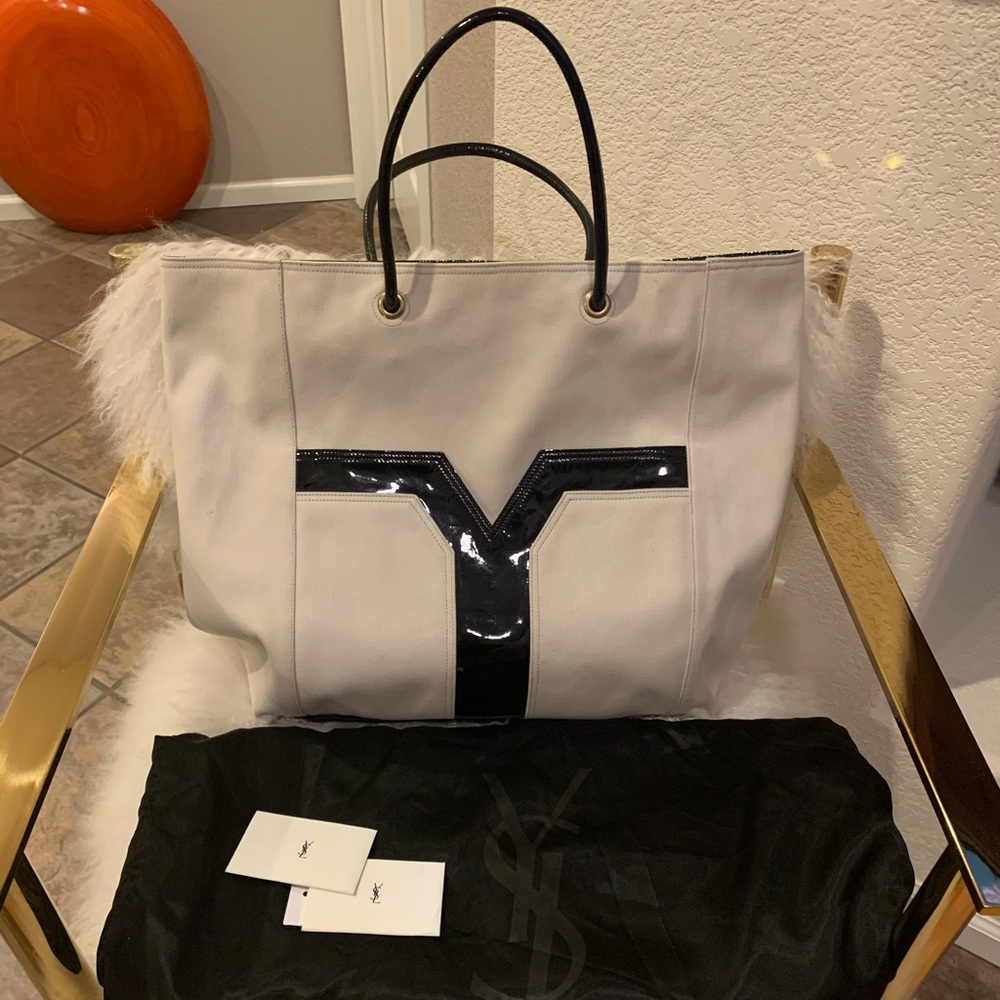AUTHENTIC rare Yves Saint Laurent canvas tote